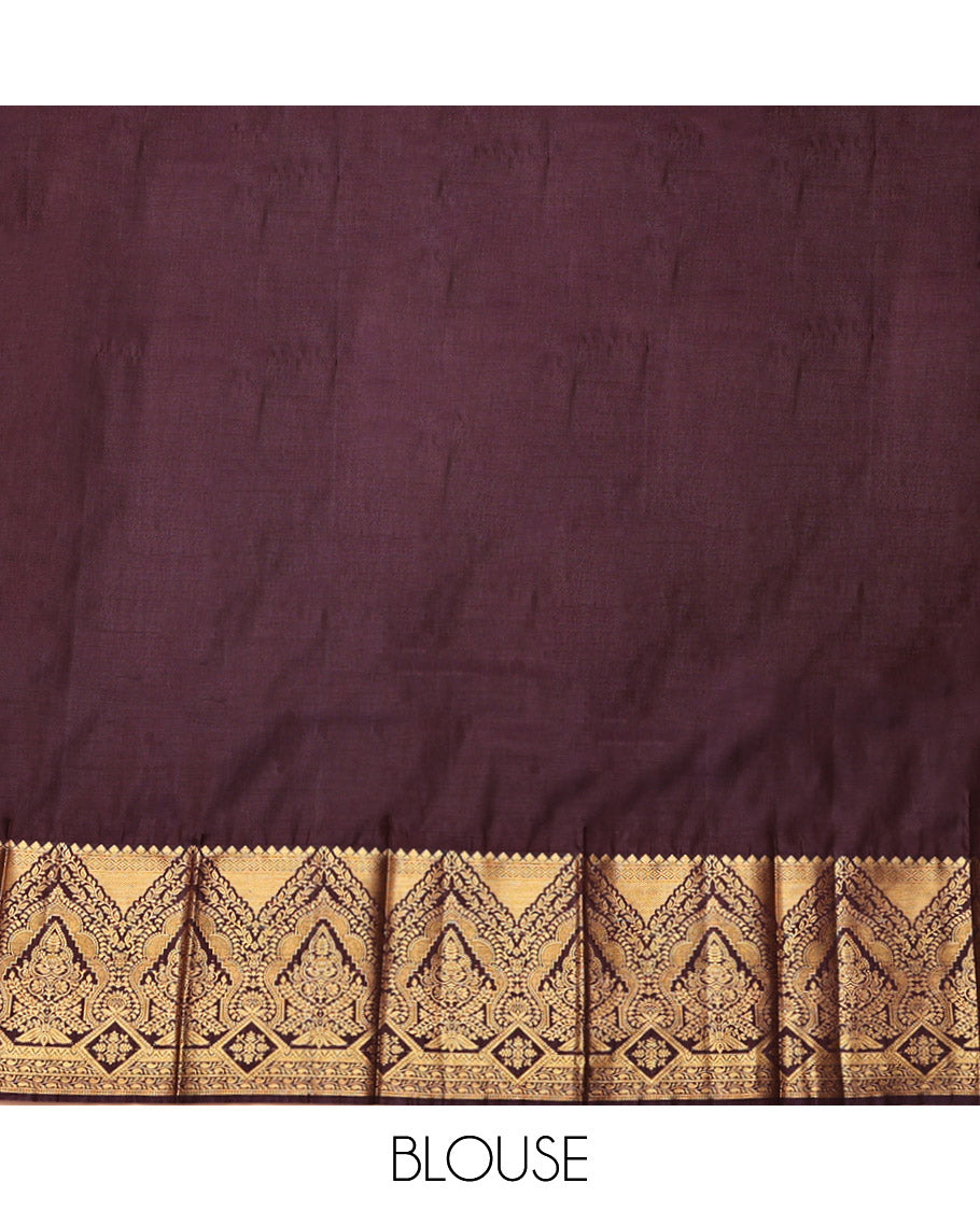 Blue Budget Silk Saree, Adorned with Zari Buttas and Stripes, Complemented by a Contrast Traditional Zari Border, Intricate Pallu, and a Contrast Blouse