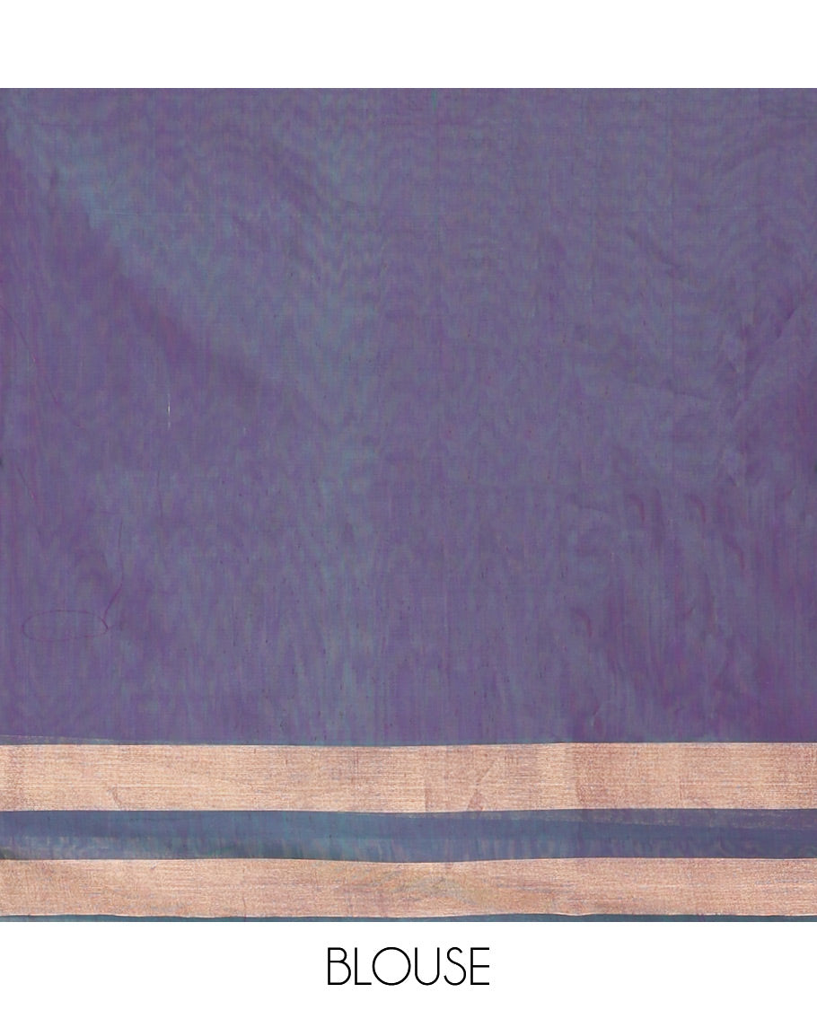 Wine Silk Cotton Saree, Adorned with Zari Buttas All Over Its Body, Complemented by Contrast Zari Border, Grandly Decked Up Pallu and Paired with a Contrast Blouse
