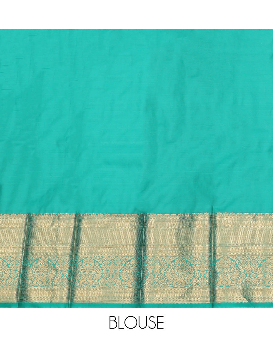 Red Budget Silk Saree, Gracefully Embellished with Tree Buttas and Checks, Complemented by Contrast Traditional Zari Border, Intricate Pallu, and a Contrast Blouse