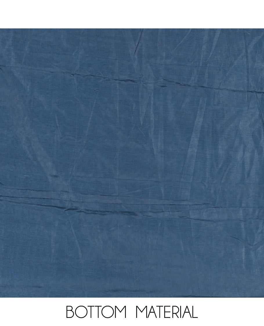 Peacock Blue Semi-Silk Material Churidar Thread-Sequins Embroidered Top, a Plain Bottom, a Embroidered Dupatta