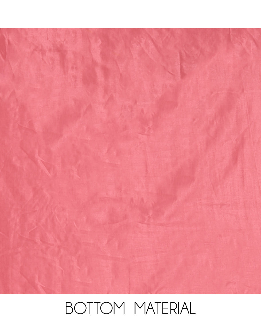 Onion Pink Mul Crush Chanderi Material Chudiddar, Floral Embroidered Top, Plain Bottom, Embroidered Dupatta
