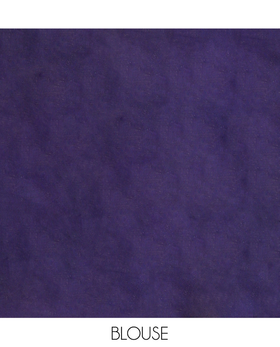 Blue Georgette Saree, Subtly Highlighted with Buttas and Diagonal Zig-Zag Stripes on Its Body, Complemented by a Contrast Gleaming Zari Textured Border, Pallu Adorned with Zari Designs, and Paired with a Contrast Blouse