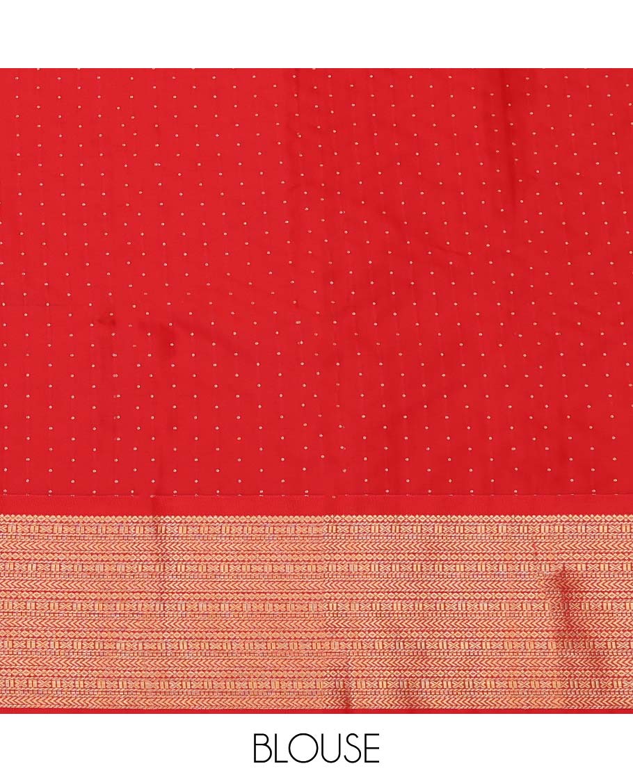 Blue Budget Silk Saree, Adorned with Zari Buttas All Over Its Body, Complemented by a Contrast Traditional Zari Design Border, Intricately Designed Pallu, and Paired with a Contrast Blouse
