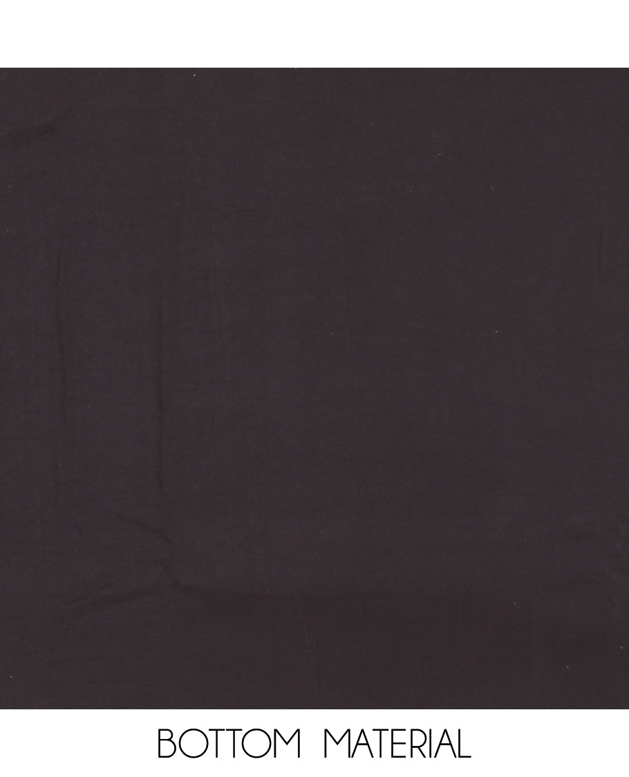 Black Mul Chanderi Material Chudidar, Floral Embroidery Top, Matching Bottom, Embroidery Dupatta