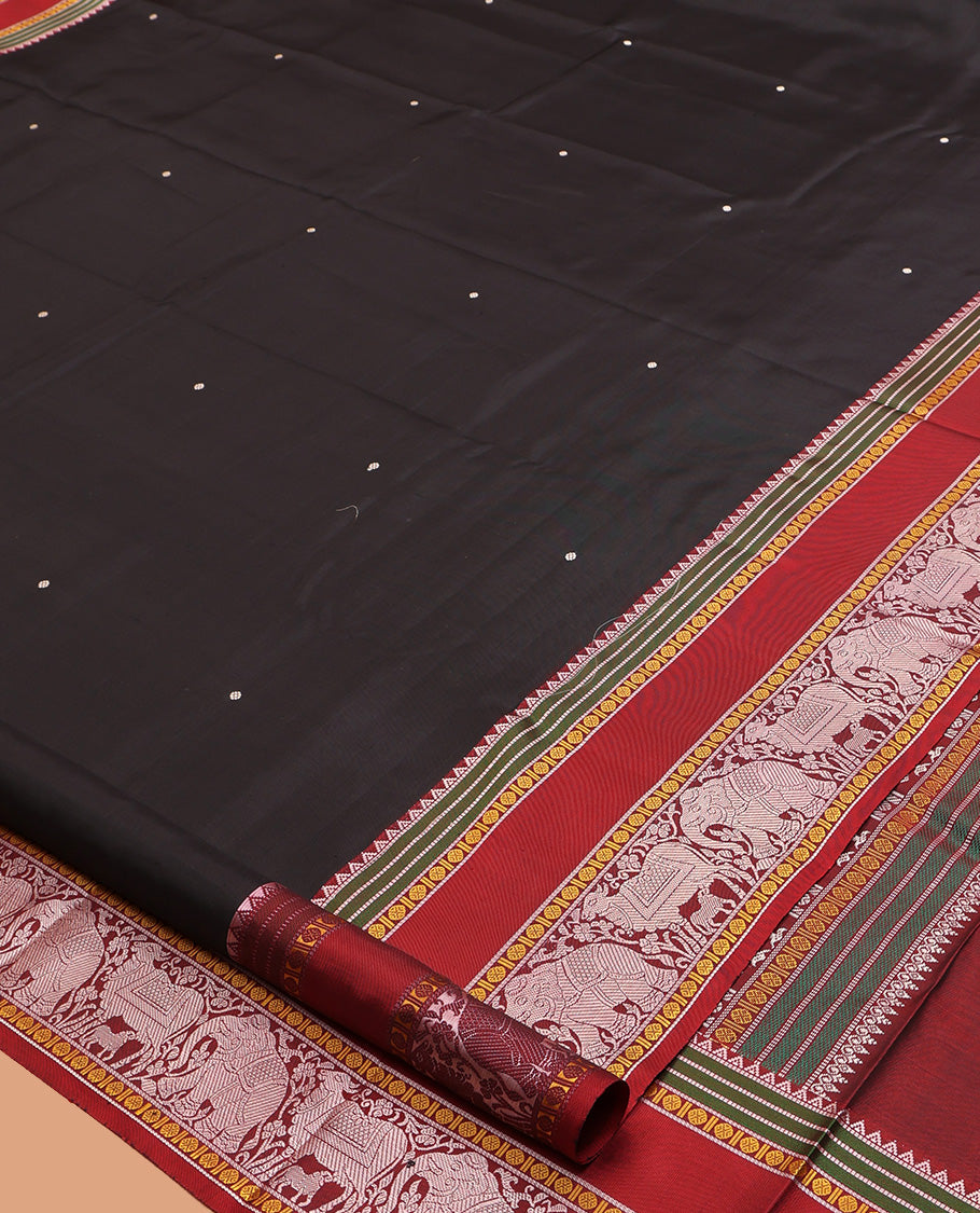 Black Kanchipuram Chettinad Saree