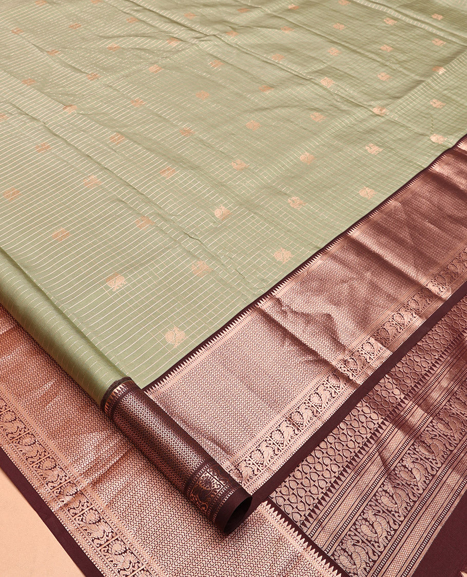 Pista Green and Brown Vasundhara Silk Saree