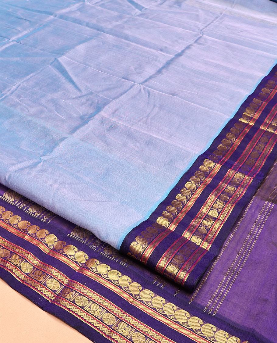 Blue Plain Kuppadam Silk Saree