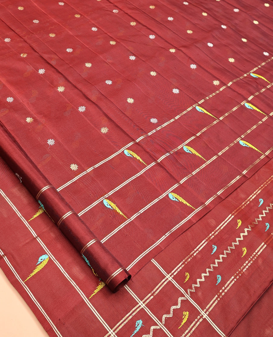 Maroon Venkatagiri Silk Saree