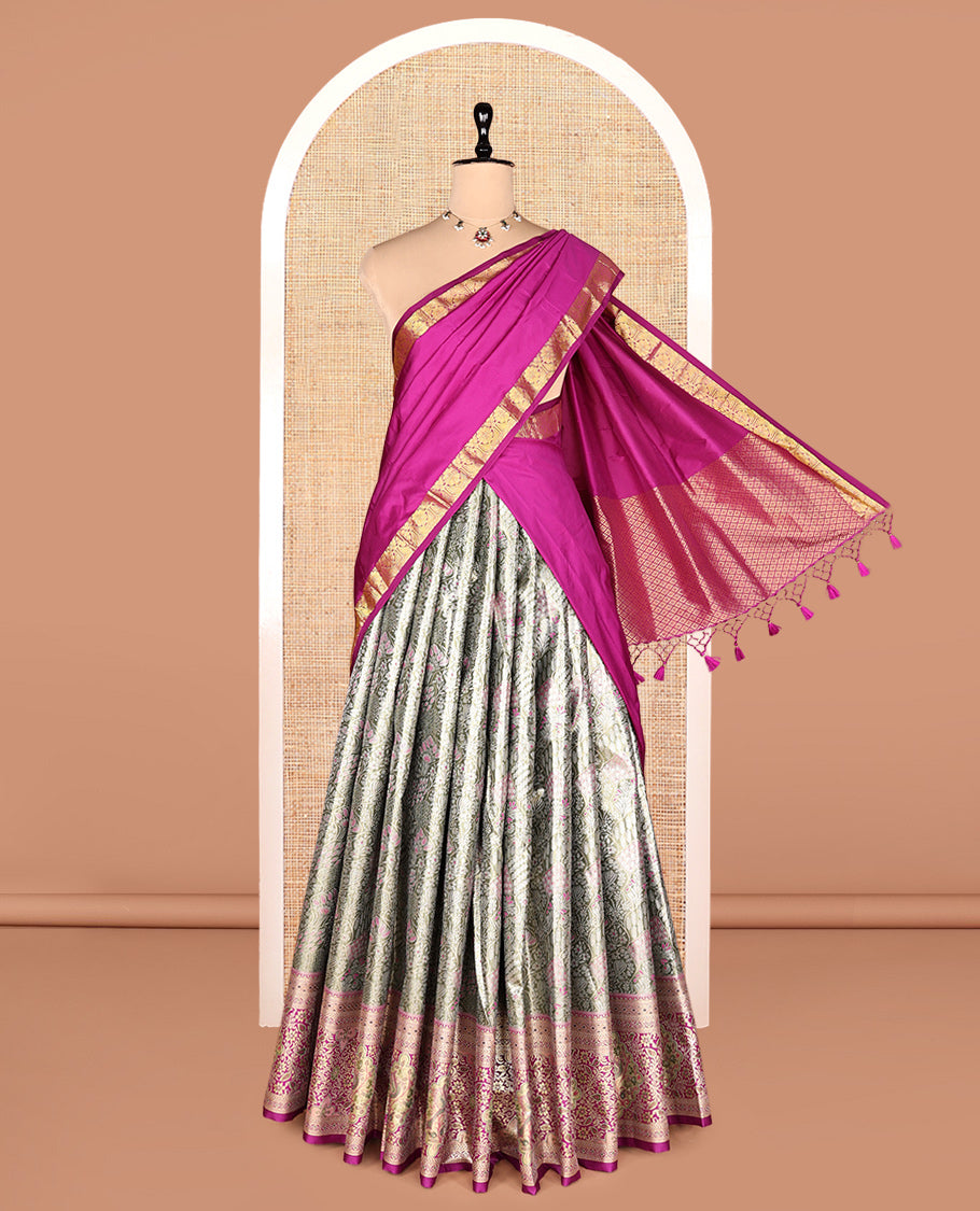 Grey Art Silk Half-Saree