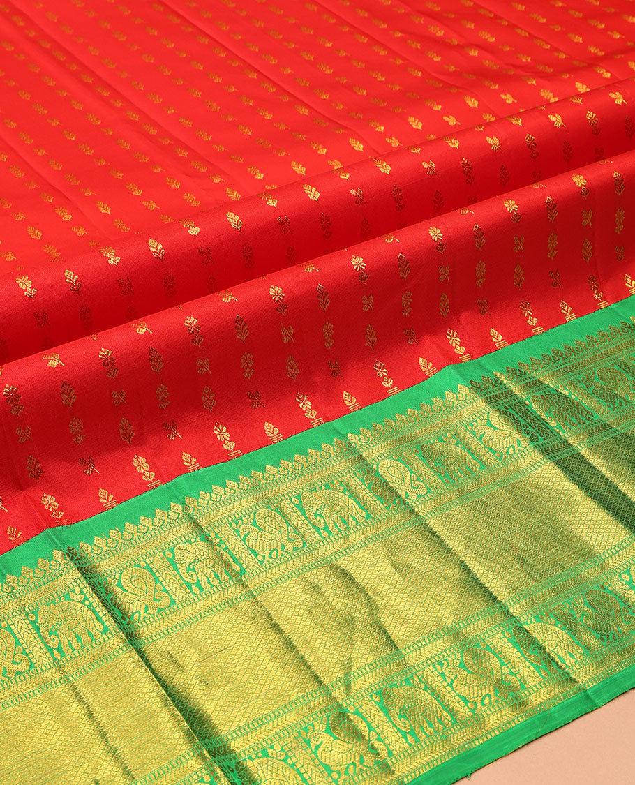 Red Pure Silk Navarathna Pavadai Material Set