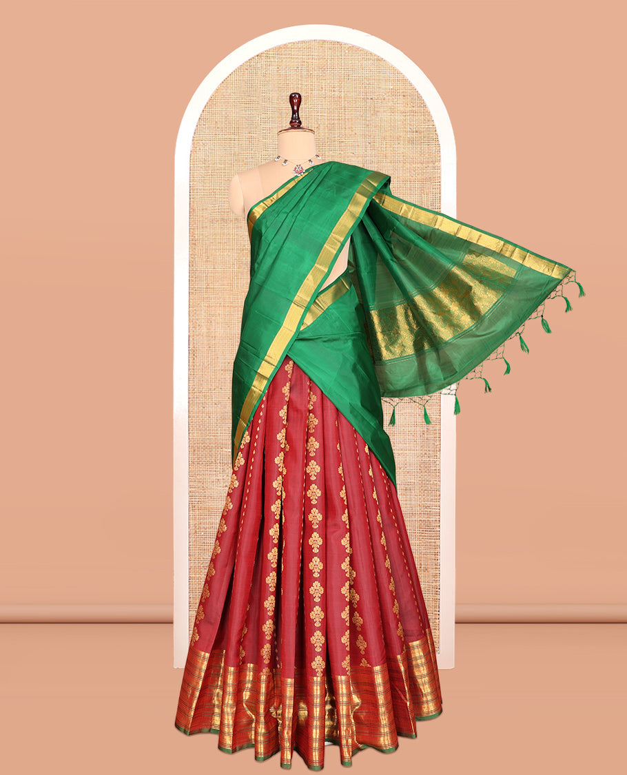 Maroon Pure-Silk Half-Saree