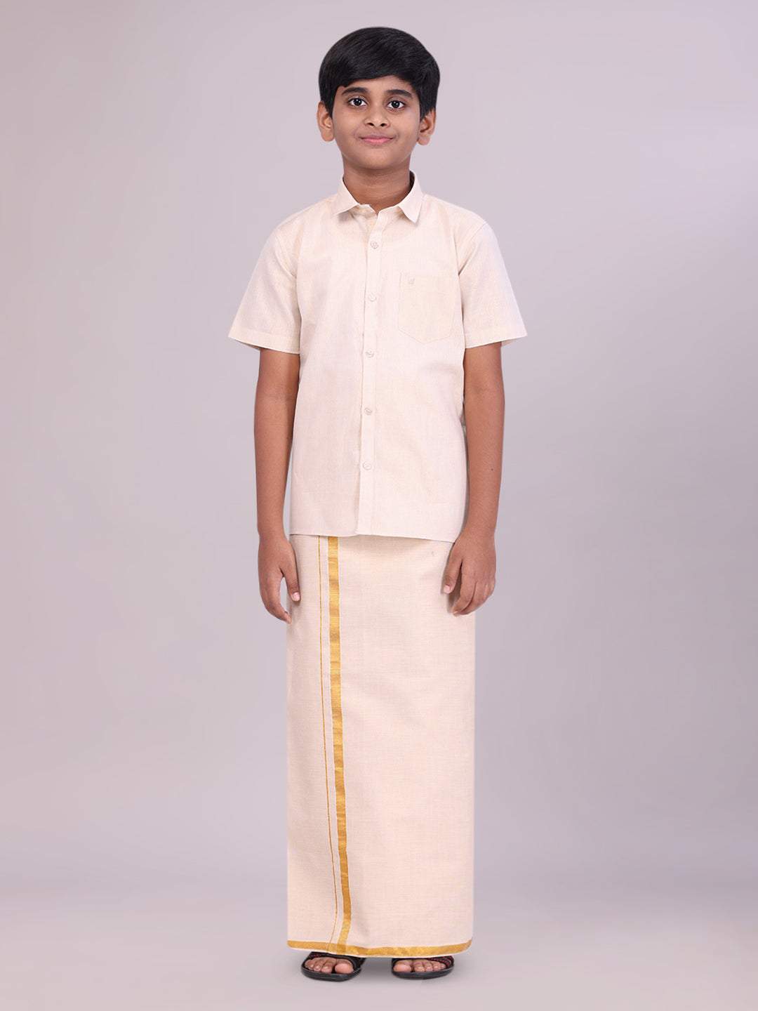 Boys Tissue Gold Colour Shirt with Dhoti Combo Ambitious Boy