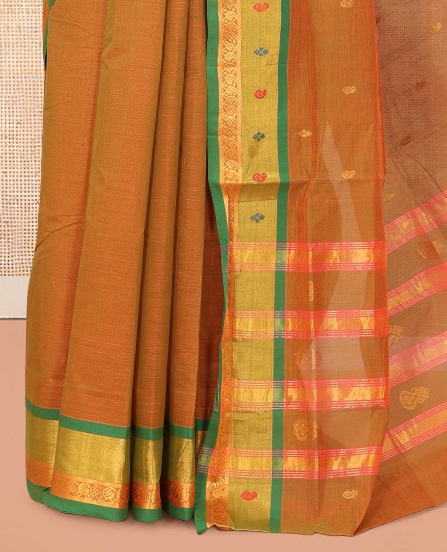 Orange Venkatagiri Cotton Saree