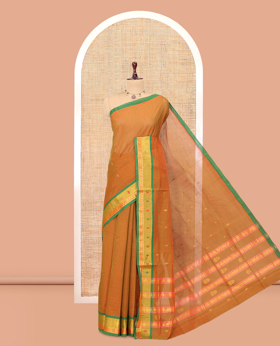 Orange Venkatagiri Cotton Saree
