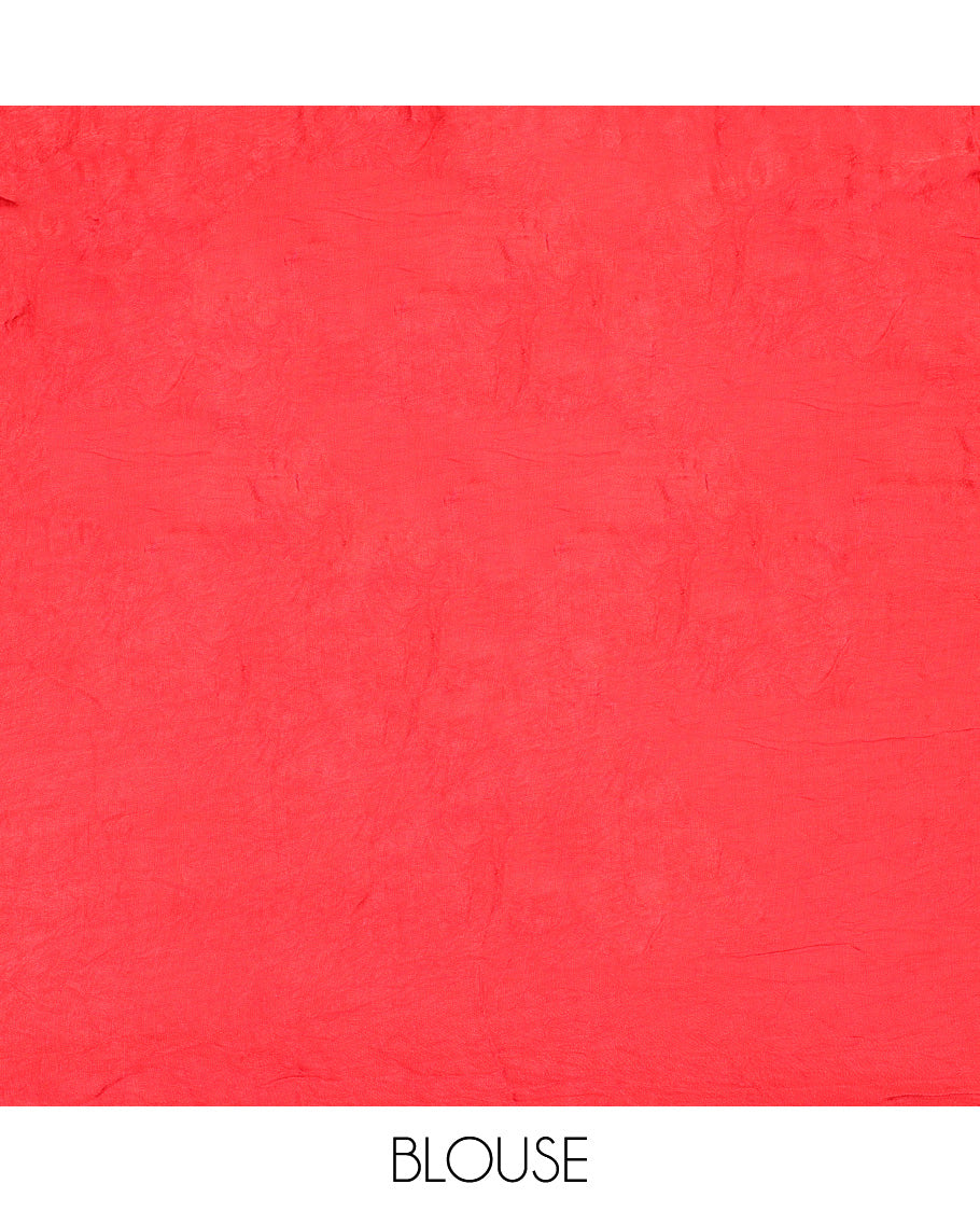 Borderless Red Bandhani Dola Silk Saree