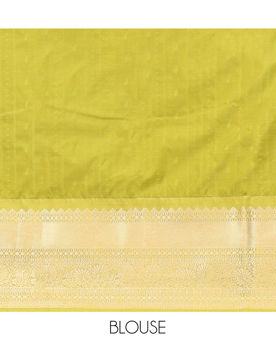 Red Art Silk Half-Saree Pavadai Material Features a Zari-Design Skirt, a Contrast Traditional Border, Contrast Blouse, and Intricate Dhavani