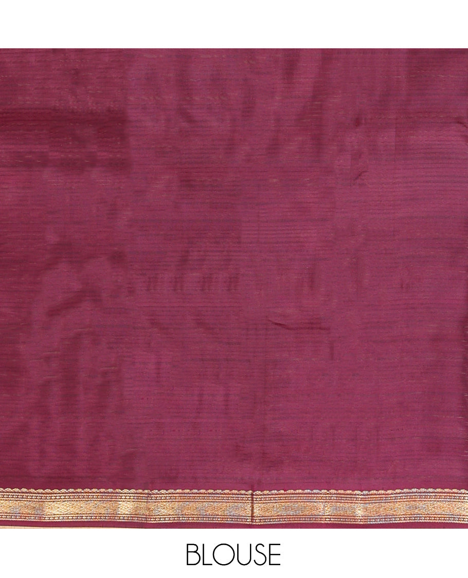 Brown Buttas Vasundhara Lite Silkmix Saree, Contrast Jaal Border, Traditional Kanchi Pallu, Contrast Blouse