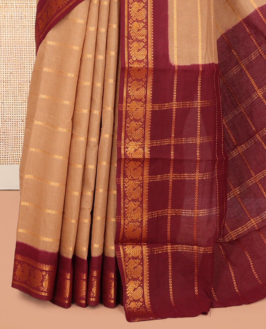 Sandal Sungudi Cotton Saree