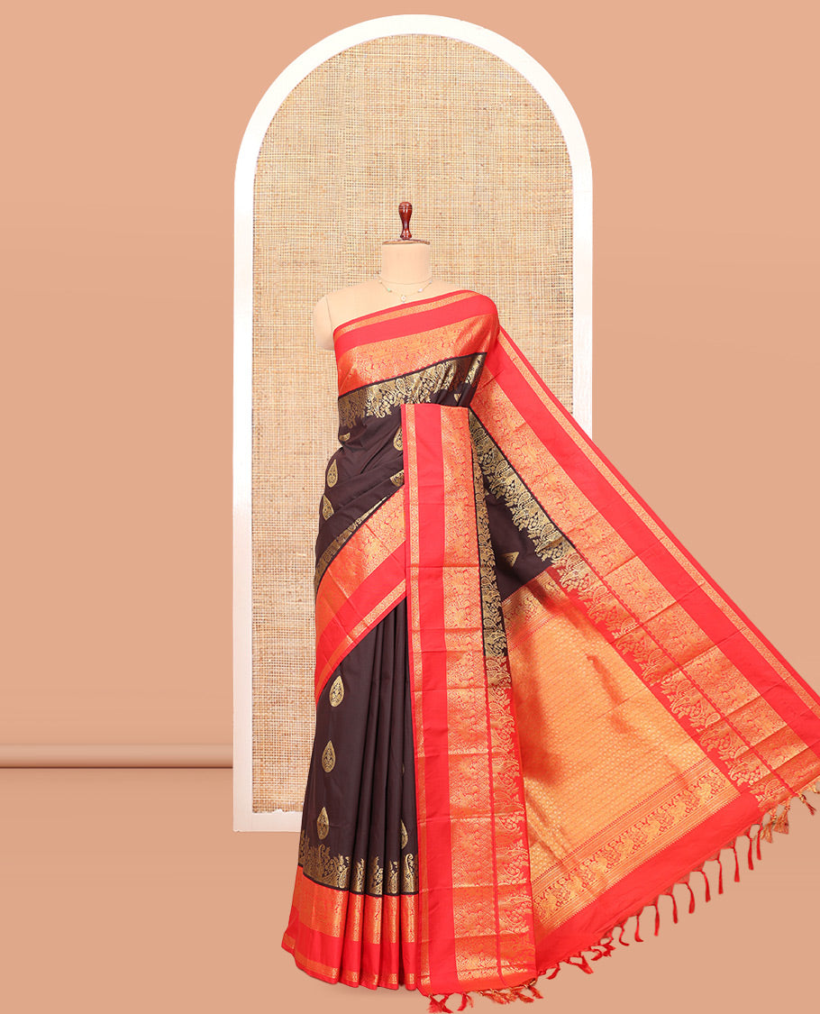 Wine-Red Budget Silk Saree