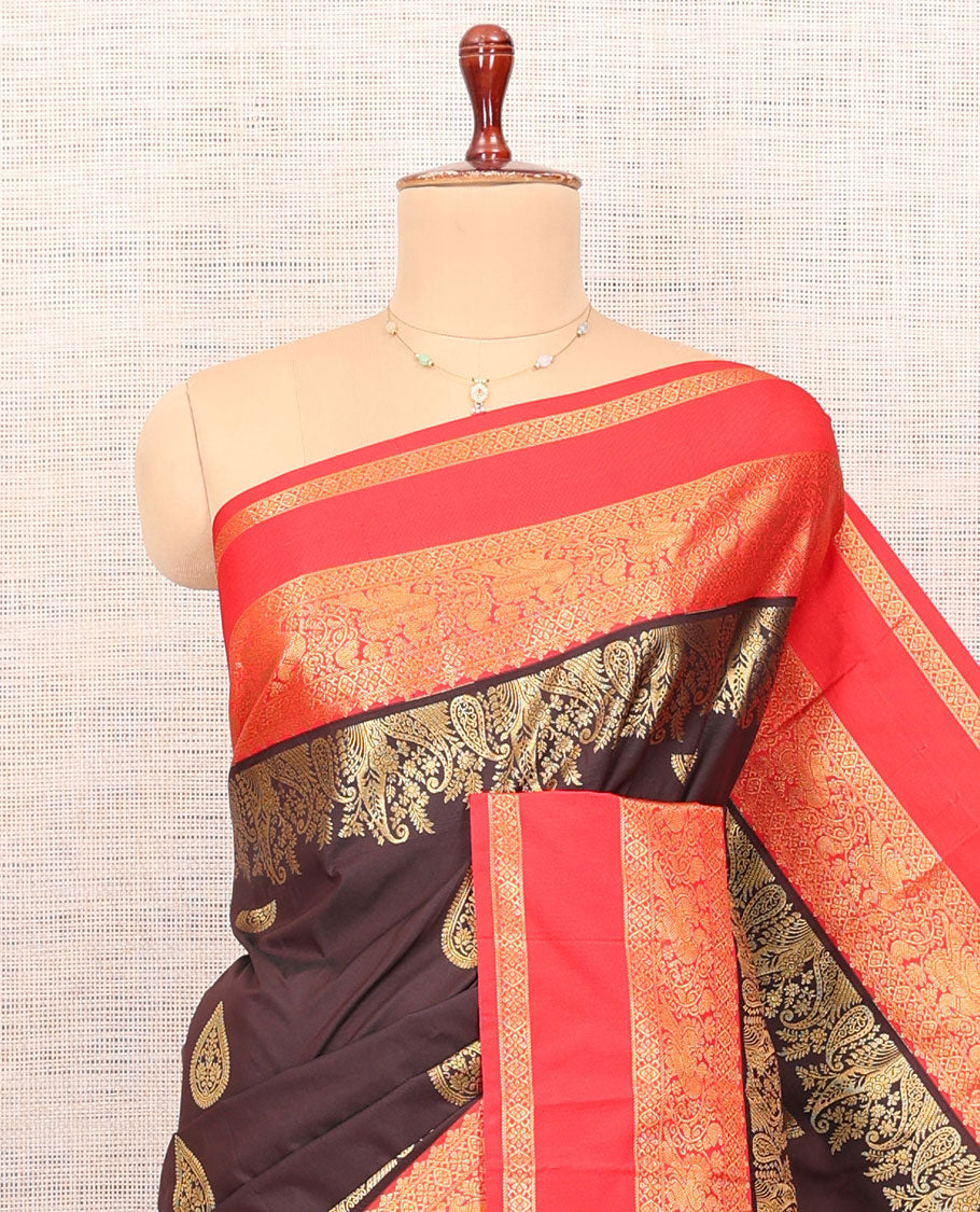 Wine-Red Budget Silk Saree