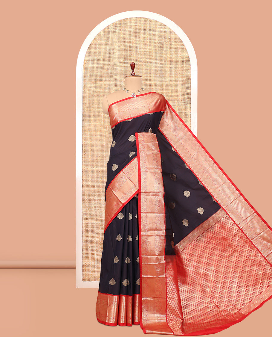 Wine Zari Butta Budget Silk Saree