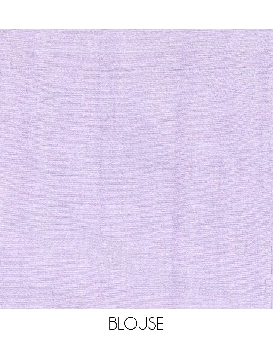 Borderless Lavender Khadi Cotton Saree, Delicately Woven with Flower Motifs Embroidery All Over Its Body, a Self-Pallu, and Paired with a Matching Blouse