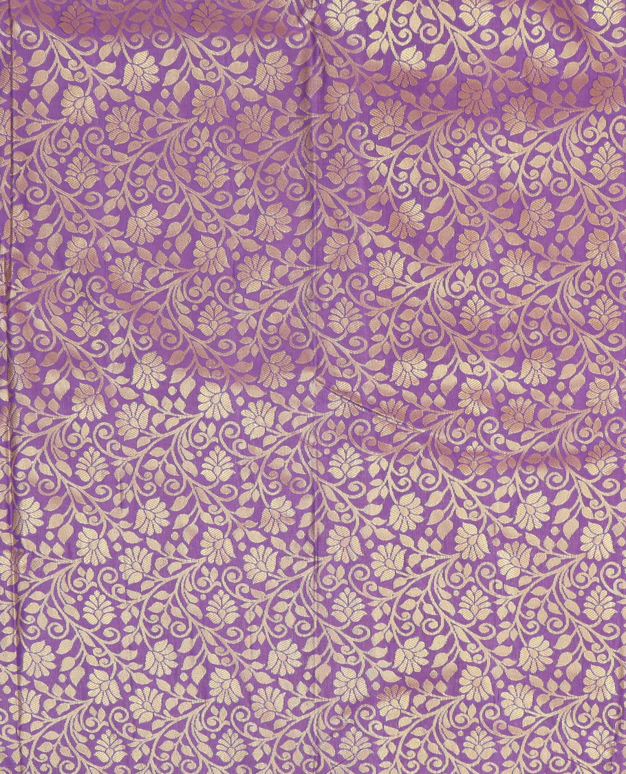 Purple Art Silk Pavadai Material, Adorned with Jacquard Design, Contrast Traditional Zari Design Border, and a Contrast Blouse