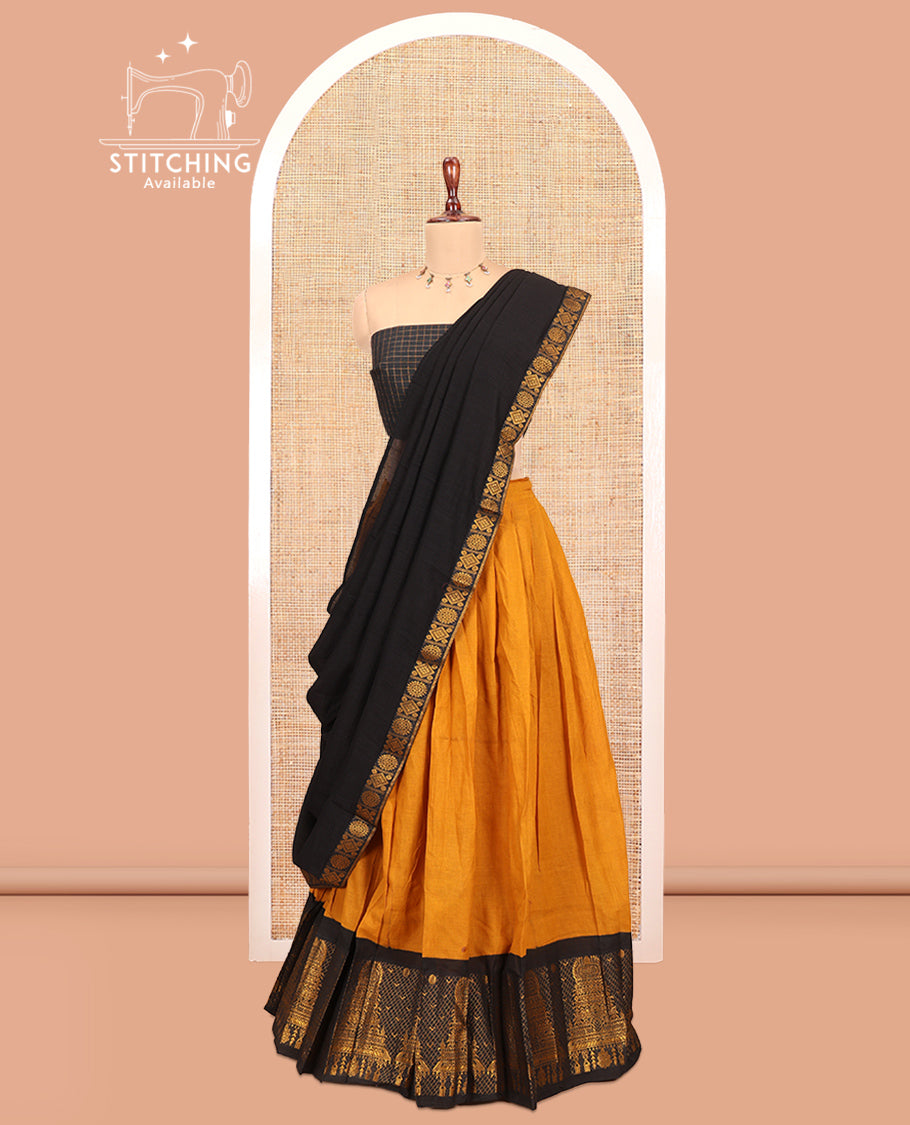 Mustard Sungudi Half-Saree