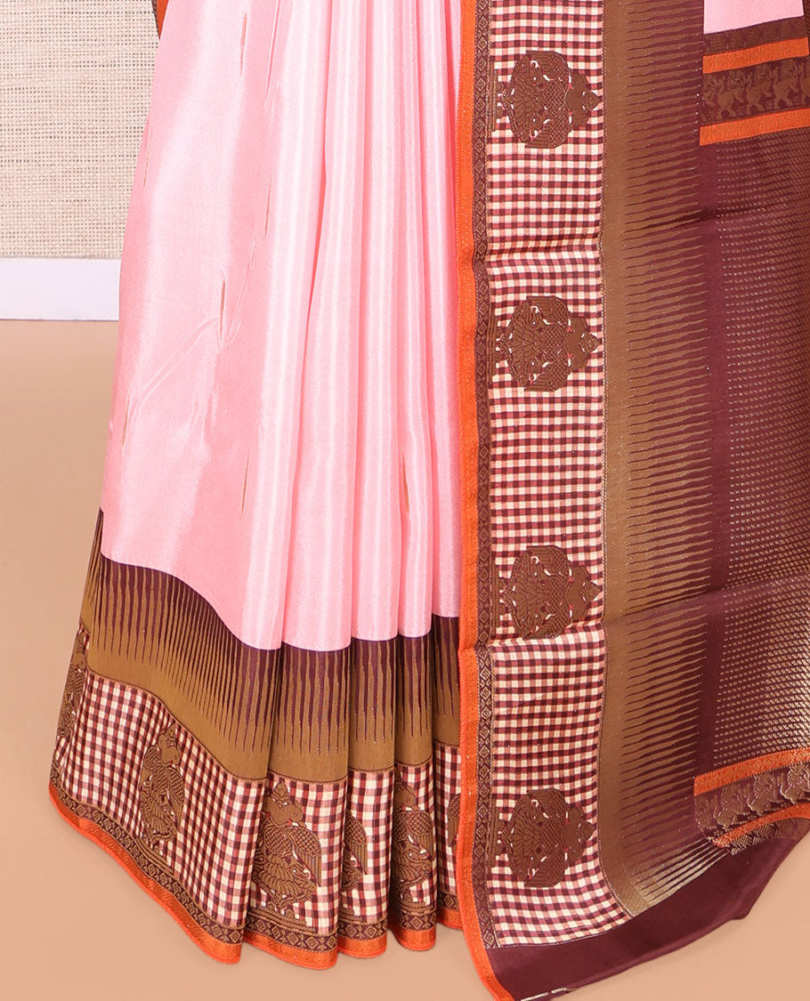 Peach Raindrop Butta Semi-Mysore Silk Saree