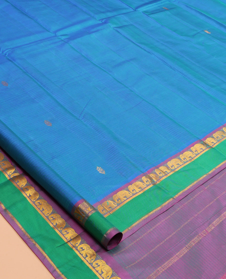 Blue Striped Kanchipuram Silk Saree