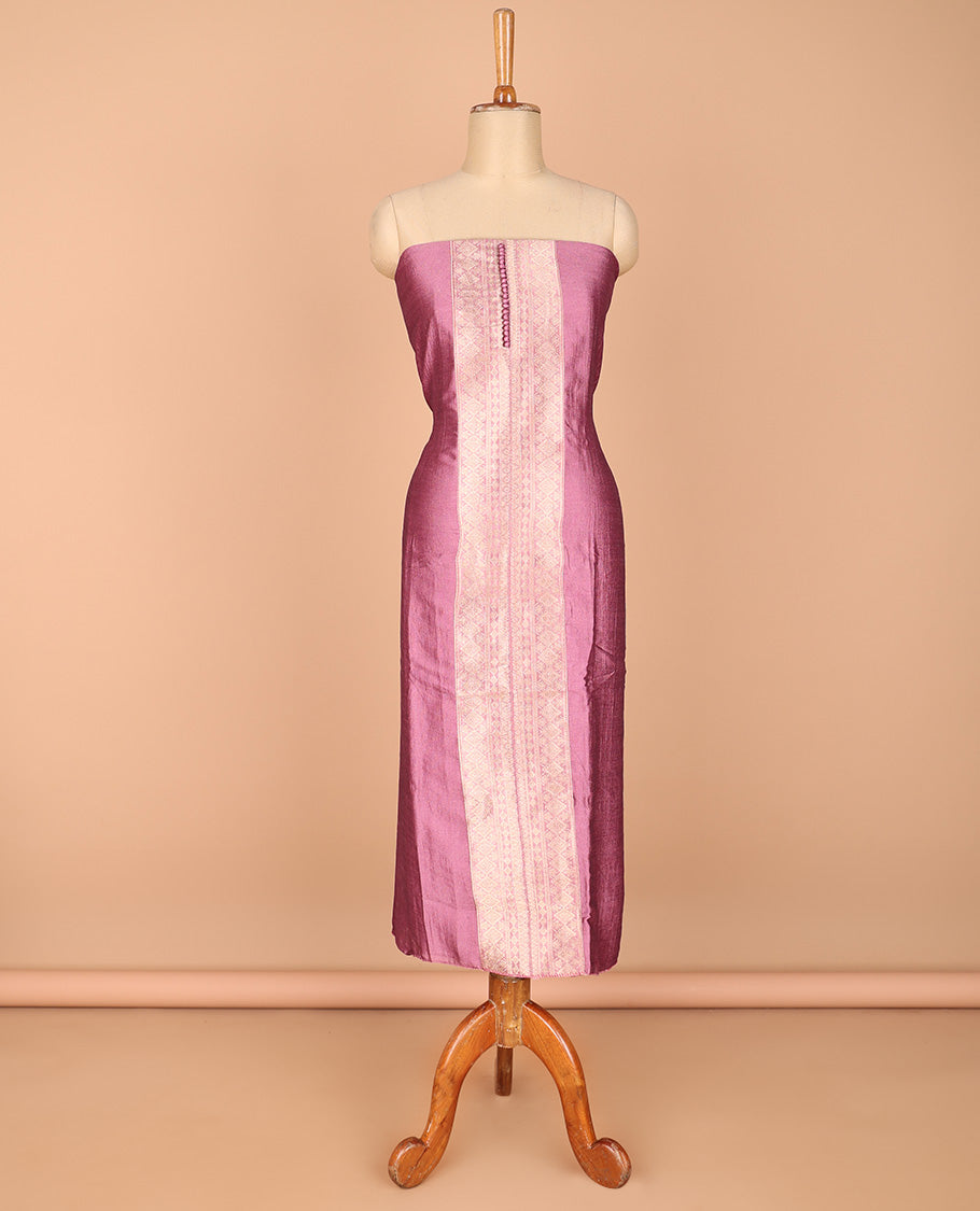 Onion pink chudidhar material vichitra silk neck zari border with bum bum work , santoon material pants & double side border vichitra silk dupatta