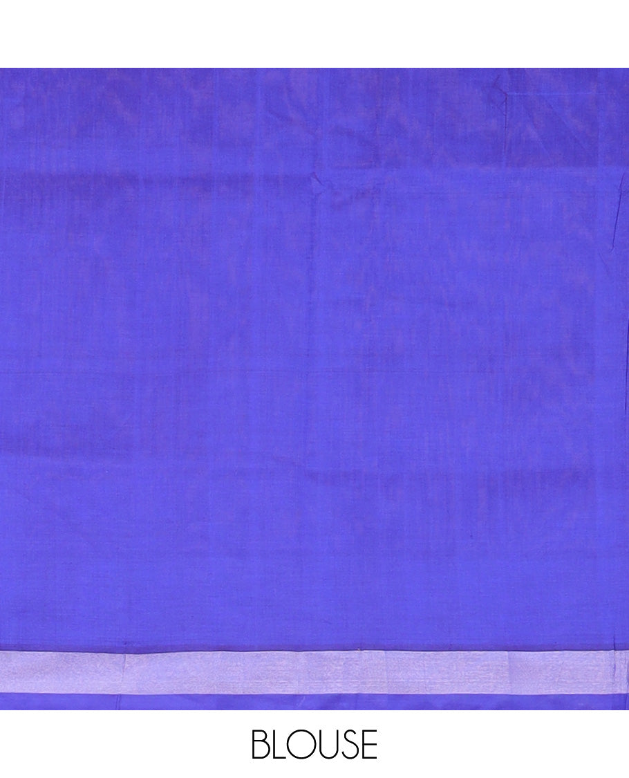 Pink kupadam cotton saree with buttas, plain border & contrast pallu of floral & peacock designs
