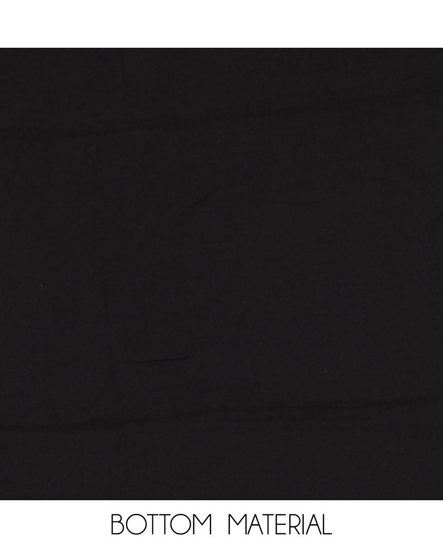 Black and green viscose georgette material churidar set, big bandhani dots printed top, plain bottom, and big bandhani dots printed dupatta