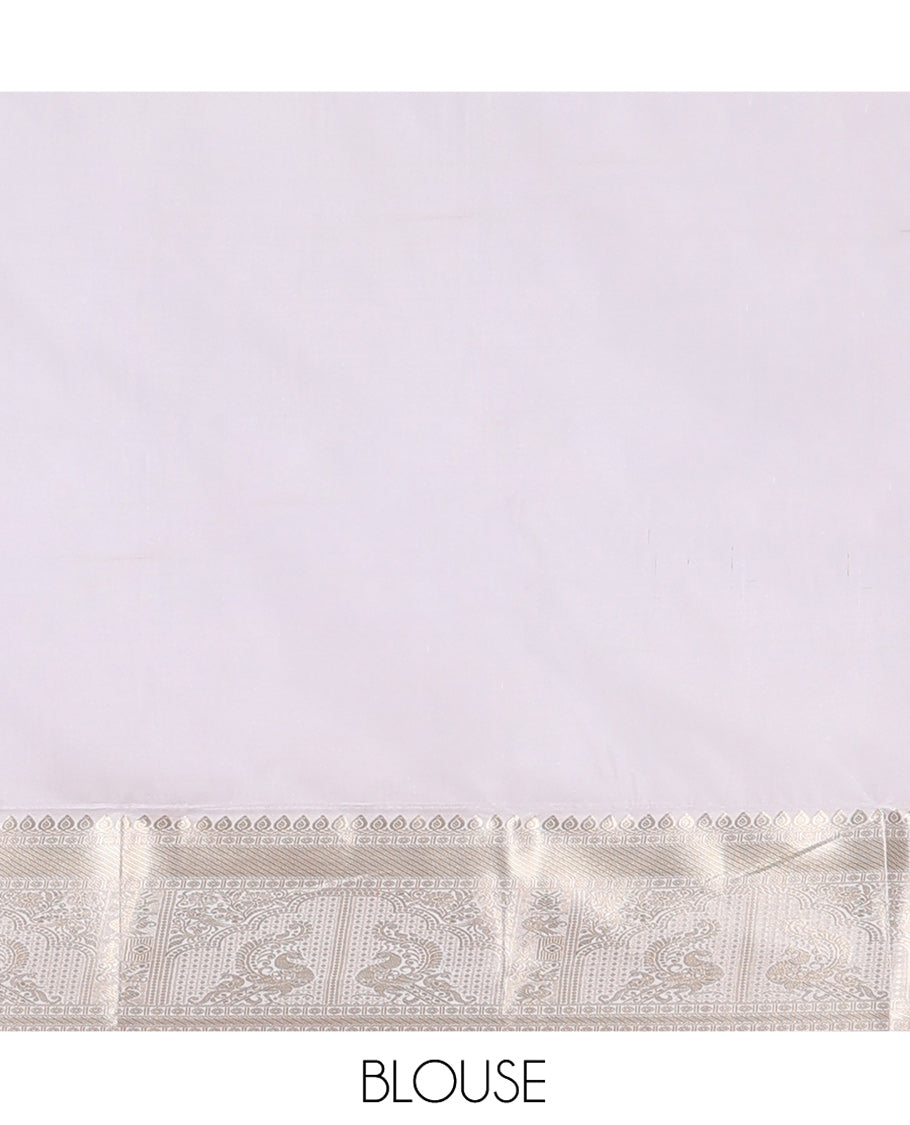 Pink Budget Silk Saree, Adorned with Peacock and Elephant Motif Enclosed Checks, Complemented by a Contrast Traditional Zari Designs Woven Border, Pallu of Jaal Designs, and Paired with a Contrast Blouse