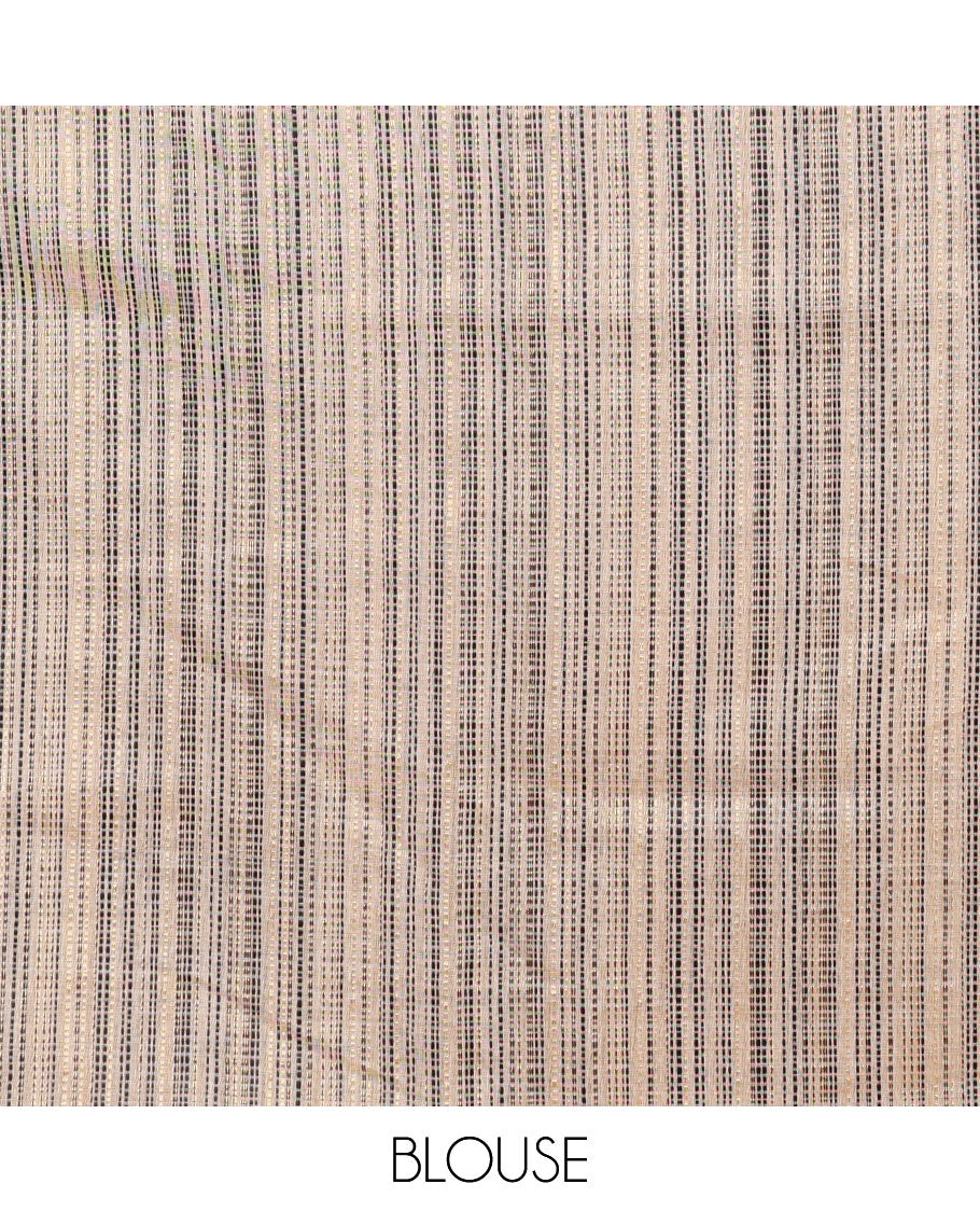 Cream with black zari resam thread butta munga jute cotton saree with thread weaving pallu along with thread weaving blouse