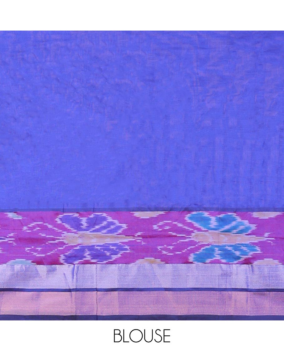 Pink kuppadam cotton saree with unique buttas, plain border & contrast pallu of unique designs
