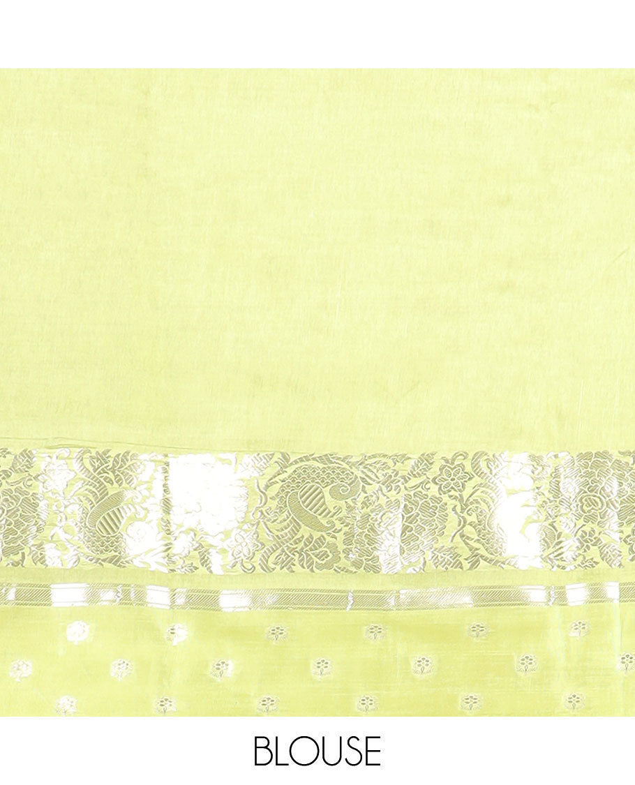 Multi-color floral design dupion saree with contrast zari design border & striped pallu