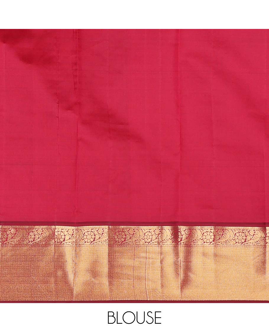 Blue checked, floral buttas vasundhara elite silk saree with contrast intricate zari design border & checked zari design pallu