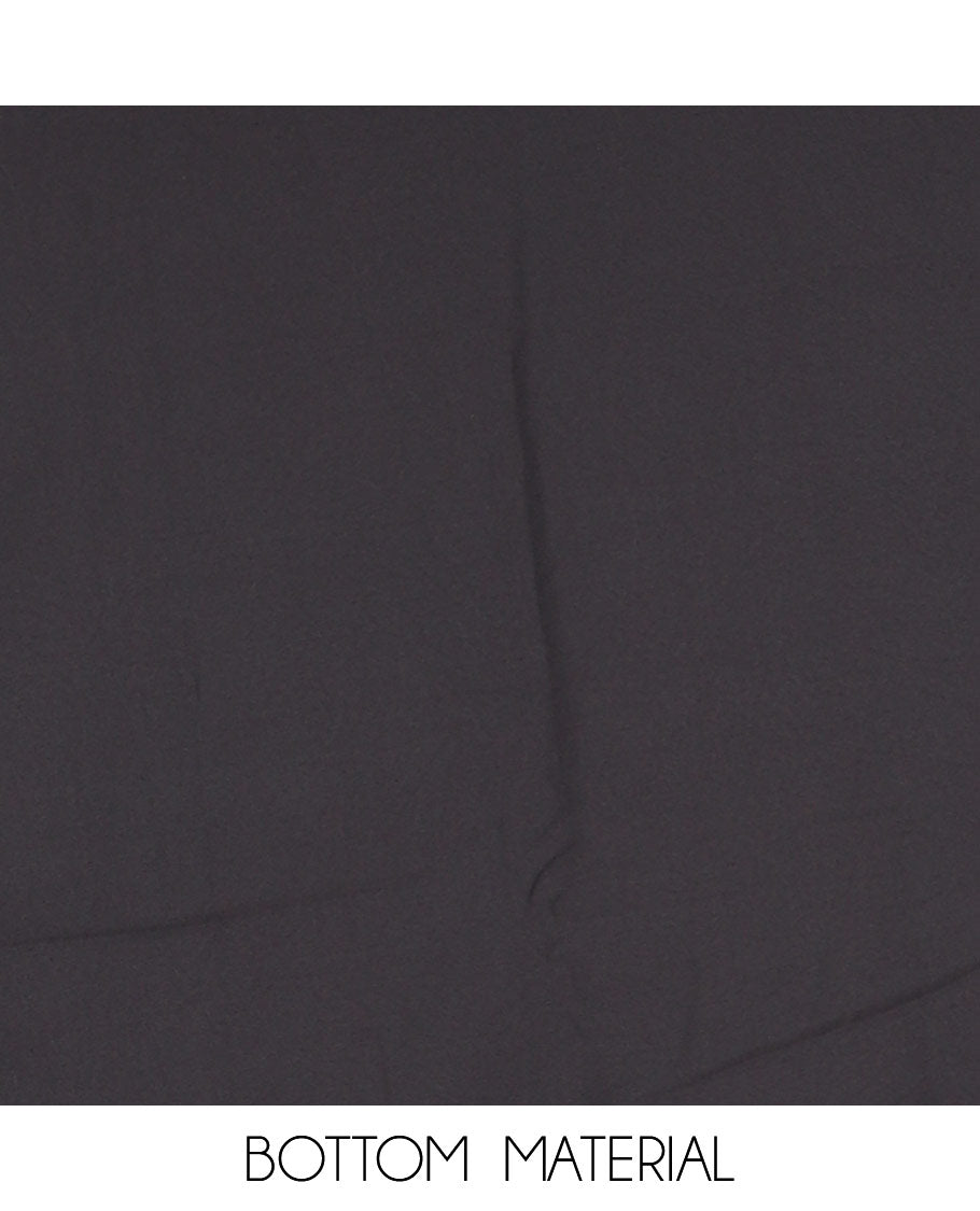 Black and lavender organza material churidar set, Lucknowi chikankari floral vine embroidery top, plain bottom, and contrast floral embroidery dupatta