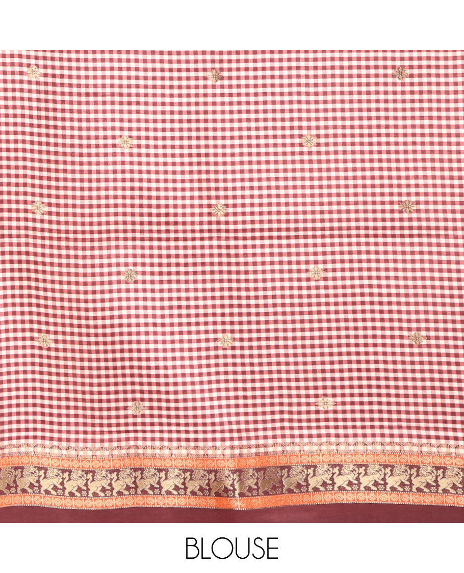 Peach Raindrop Butta Semi-Mysore Silk Saree