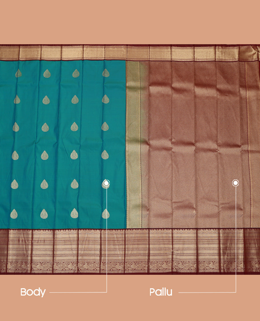 Peacock Blue Budget Silk Saree