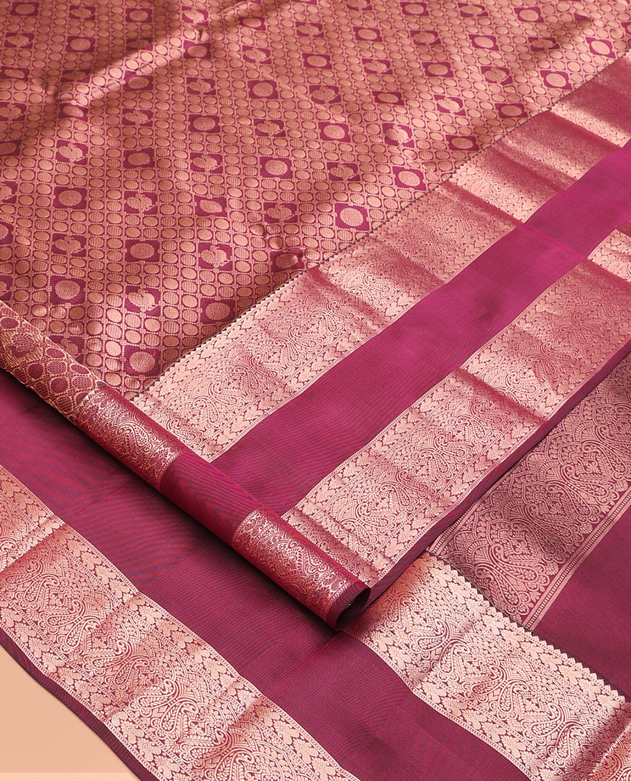 Wine Jacquard Kanchipuram Wedding Silk Saree