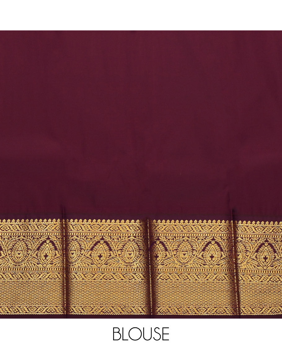 Orange Budget Silk Saree, Decorated with Zari Buttas, Complemented by Contrast Traditional Zari Border, Jaal Pallu and a Contrast Blouse