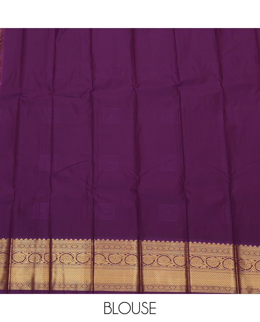 Orange Budget Silk Saree, Adorned with Zari Buttas and Stripes, Complemented by a Contrast Traditional Zari Border, Grand Jaal Pallu, and Contrast Blouse