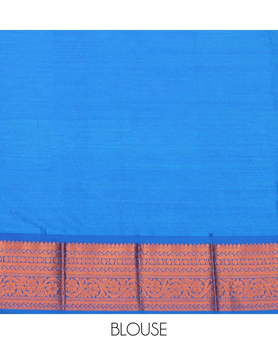 Green Budget Silk Saree, Adorned with Floral Vine Design, Complemented by Contrast Traditional Floral Creeper Zari Border, a Jaal Pallu and a Contrast Blouse