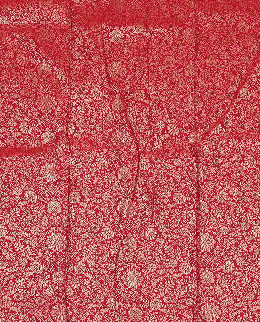 Red Art Silk Pavadai Material Set