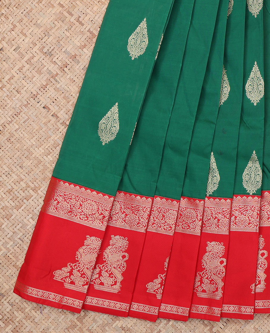 Green Elephant Design Budget Silk Saree