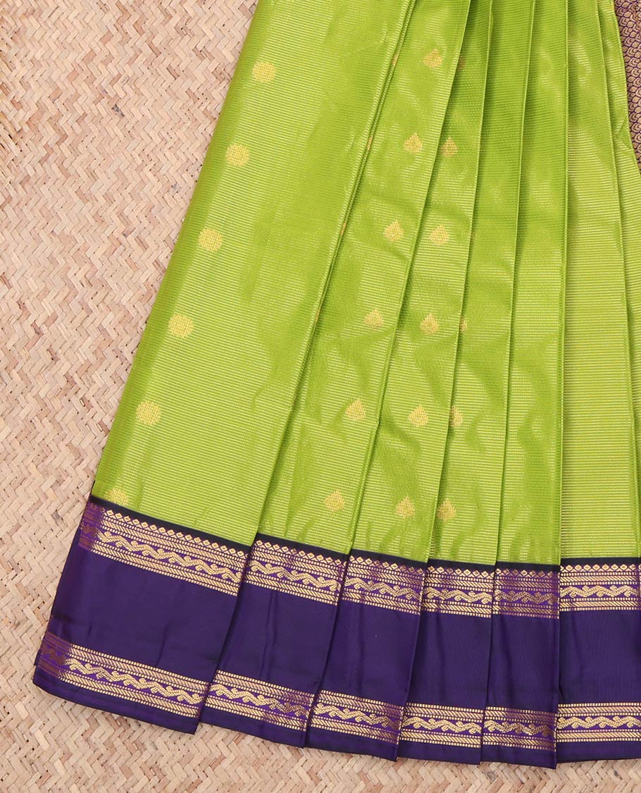 Green Stripes and Zari Butta Budget Silk Saree