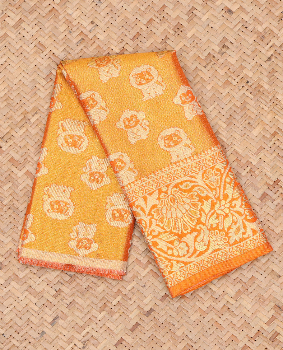 Orange Pure Silk Navarathna Pavadai Material Set