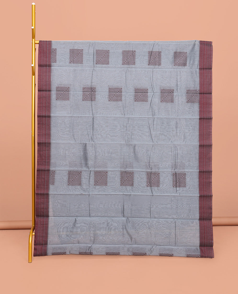 Grey Semi-Silk Cotton Saree, Delicately Designed with Square Buttas All Over Its Body, Crafted with Traditional Design Self-Border, Intricately Designed Pallu, and Paired with a Matching Blouse